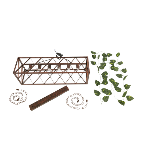 GLOBOSTAR® CLARITY 00963 Vintage Κρεμαστό Φωτιστικό Οροφής με Ντουί 6 x E27 AC 220-240V IP20 - Χάλκινο Εφέ Σκουριάς & Πράσινο - Μ78 x Π25 x Υ22cm