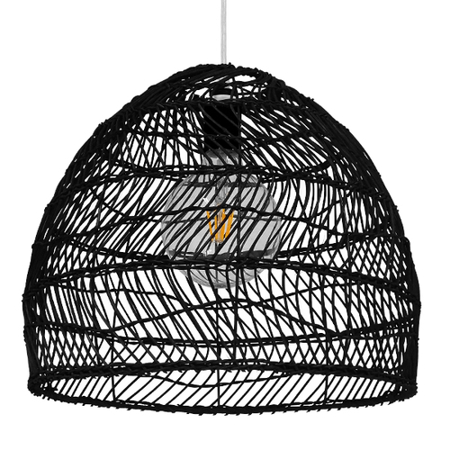 GLOBOSTAR® MALIBU 00969 Boho Κρεμαστό Φωτιστικό Οροφής με Ντουί 1 x E27 AC 220-240V IP20 - Μαύρο - Μ40 x Π40 x Υ35cm