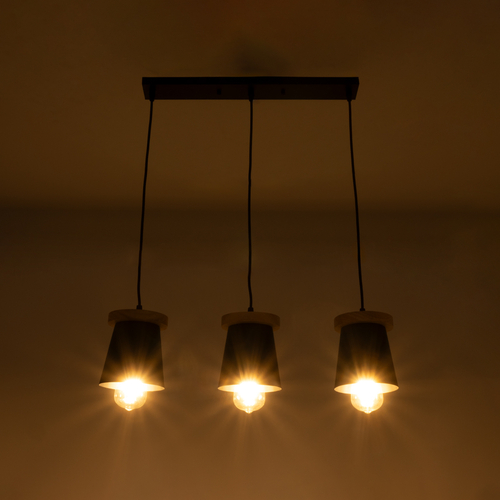 GLOBOSTAR® LANA 01425 Μοντέρνο Κρεμαστό Φωτιστικό Οροφής με Ντουί 3 x E27 AC 220-240V IP20 - Μαύρο & Καφέ - Μ60 x Π13 x Υ18cm