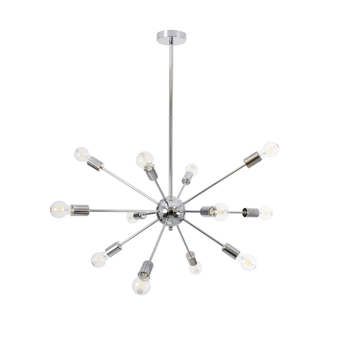 GLOBOSTAR® MILANO 01487 Μοντέρνο Φωτιστικό Οροφής με Ντουί 12 x E27 AC 220-240V IP20 - Ασημί - Μ80 x Π80 x Υ80cm