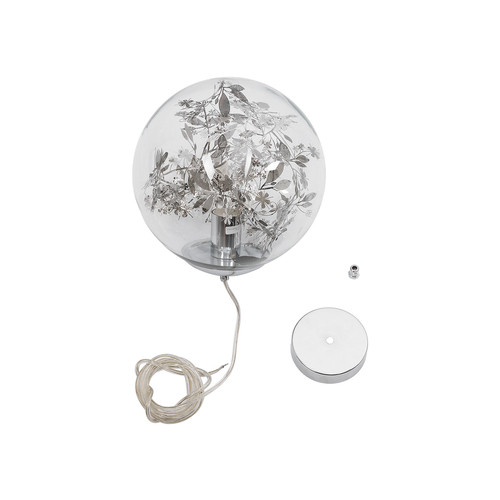 GLOBOSTAR® HARPER 01510 Μοντέρνο Κρεμαστό Φωτιστικό Οροφής με Ντουί 1 x E27 AC 220-240V IP20 - Διάφανο & Ασημί - Μ25 x Π25 x Υ30cm