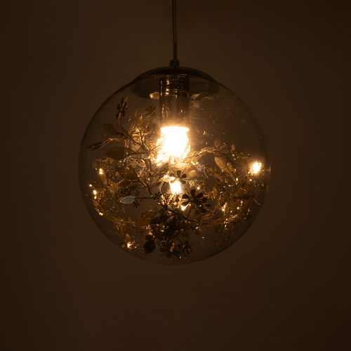 GLOBOSTAR® HARPER 01510 Μοντέρνο Κρεμαστό Φωτιστικό Οροφής με Ντουί 1 x E27 AC 220-240V IP20 - Διάφανο & Ασημί - Μ25 x Π25 x Υ30cm