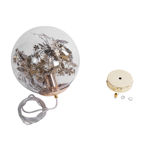 GLOBOSTAR® HARPER 01511 Μοντέρνο Κρεμαστό Φωτιστικό Οροφής με Ντουί 1 x E27 AC 220-240V IP20 - Διάφανο & Χάλκινο - Μ25 x Π25 x Υ30cm