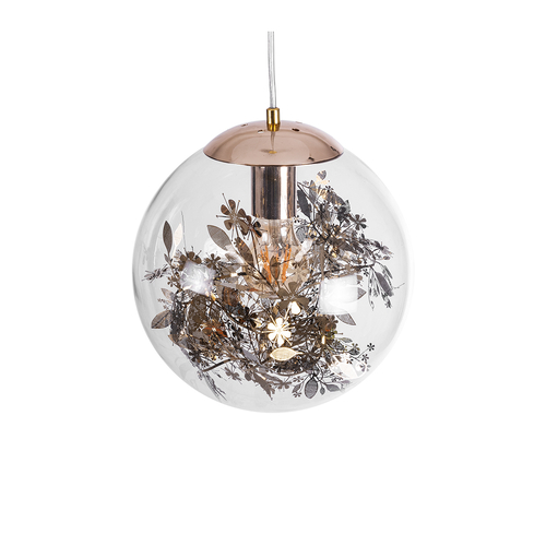 GLOBOSTAR® HARPER 01511 Μοντέρνο Κρεμαστό Φωτιστικό Οροφής με Ντουί 1 x E27 AC 220-240V IP20 - Διάφανο & Χάλκινο - Μ25 x Π25 x Υ30cm