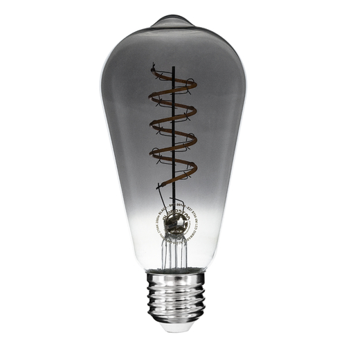 GLOBOSTAR® PEAR 99145 Λάμπα E27 ST64 LED 4W 280lm 360° AC 220-240V IP20 Θερμό Λευκό 2700K Dimmable - Soft S Spiral Filament Chip - Μαύρο Φιμέ - Μ6.4 x Π6.4 x Υ14cm - 3 Χρόνια Εγγύηση