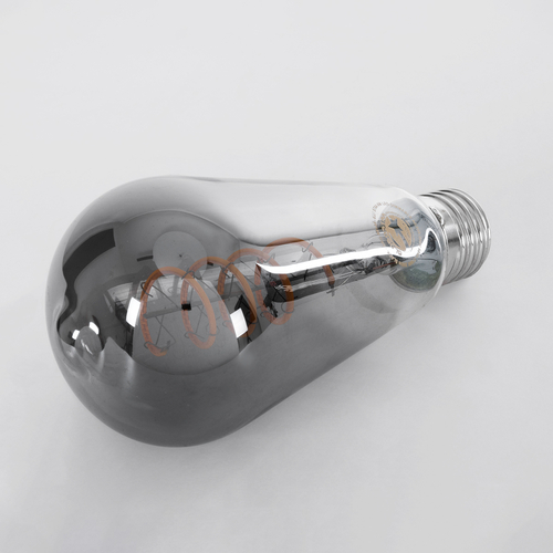 GLOBOSTAR® PEAR 99145 Λάμπα E27 ST64 LED 4W 280lm 360° AC 220-240V IP20 Θερμό Λευκό 2700K Dimmable - Soft S Spiral Filament Chip - Μαύρο Φιμέ - Μ6.4 x Π6.4 x Υ14cm - 3 Χρόνια Εγγύηση