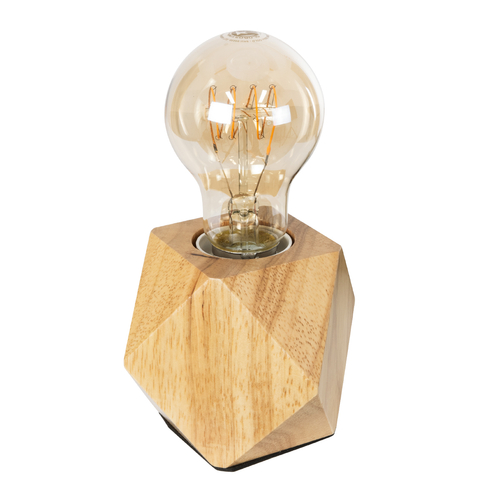 GloboStar® RHOMBUS 99401 Μοντέρνο Επιτραπέζιο Φωτιστικό Πορτατίφ Μονόφωτο 1 x E27 IP20 Μπεζ Ξύλο - M8 x Π8 x Υ8cm