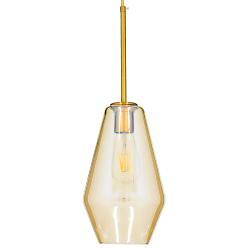 GLOBOSTAR® AMARIS 00871 Μοντέρνο Κρεμαστό Φωτιστικό Οροφής με Ντουί 1 x E27 AC 220-240V IP20 - Χρυσό Πλατίνα & Μελί - Μ17 x Π17 x Υ30cm