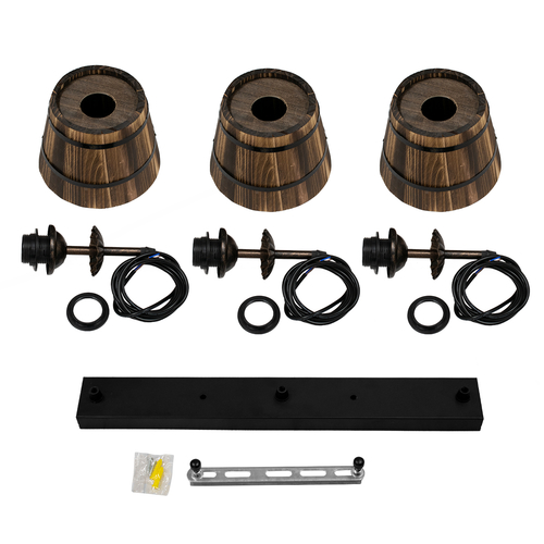 GLOBOSTAR® CEBU 00889 Vintage Κρεμαστό Φωτιστικό Οροφής με Ντουί 3 x E27 AC 220-240V IP20 - Καφέ & Μαύρο - Μ55.5 x Π18.5 x Y210cm