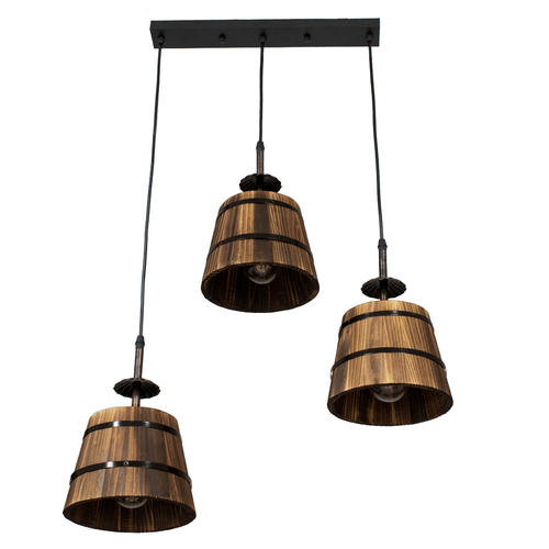 GLOBOSTAR® CEBU 00889 Vintage Κρεμαστό Φωτιστικό Οροφής με Ντουί 3 x E27 AC 220-240V IP20 - Καφέ & Μαύρο - Μ55.5 x Π18.5 x Y210cm