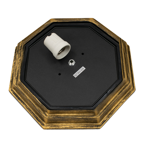 GLOBOSTAR® RUBY 00914 Vintage Φωτιστικό Οροφής με Ντουί 1 x E27 AC 220-240V IP20 - Μπρούτζινο Εφέ Σκουριάς - Μ21 x Π21 x Υ10cm