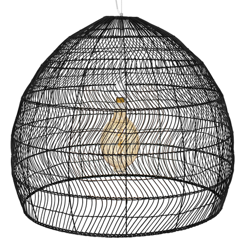 GLOBOSTAR® MALIBU 00966 Boho Κρεμαστό Φωτιστικό Οροφής με Ντουί 1 x E27 AC 220-240V IP20 - Μαύρο - Μ100 x Π100 x Y86cm