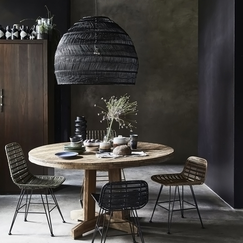 GLOBOSTAR® MALIBU 00966 Boho Κρεμαστό Φωτιστικό Οροφής με Ντουί 1 x E27 AC 220-240V IP20 - Μαύρο - Μ100 x Π100 x Y86cm