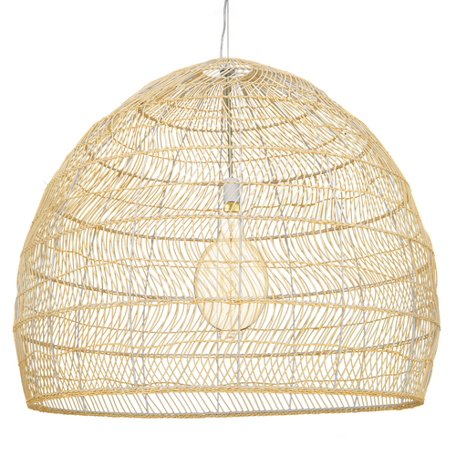 GLOBOSTAR® MALIBU 00974 Boho Κρεμαστό Φωτιστικό Οροφής με Ντουί 1 x E27 AC 220-240V IP20 - Μπεζ - Μ100 x Π100 x Y86cm