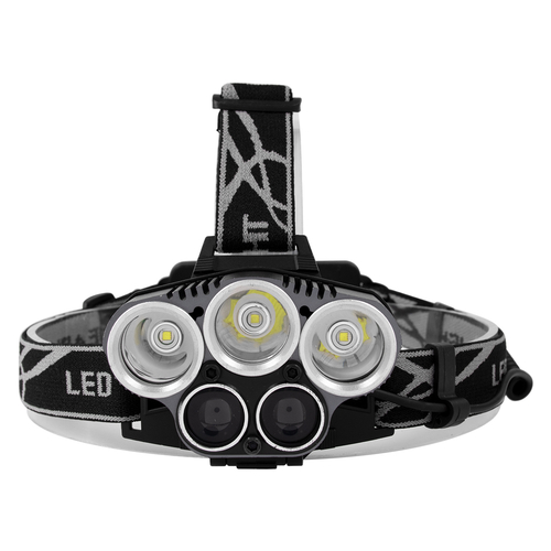 GloboStar® 79058 Φακός Κεφαλής Επαναφορτιζόμενος LED CREE XML2-T6 Chip 50 Watt 5000lm με 2 x 18650 Μπαταρίες 5200mAh Ψυχρό Λευκό 6000K