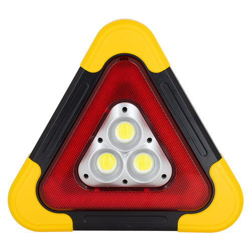 GloboStar® 79081 Φορητό Επαναφορτιζόμενο Τρίγωνο Ασφαλείας - Προβολέας Εργασίας LED COB 35W 3500lm με Ενσωματωμένη Μπαταρία 2000mAh & Φωτοβολταϊκό Πάνελ - 5 Light Modes & Power Bank με Καλώδιο Φόρτισης USB Αδιάβροχο IP54 Ψυχρό Λευκό 6000K