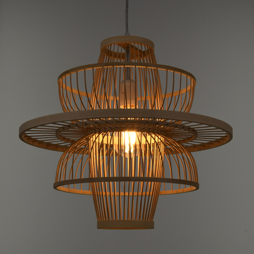 GLOBOSTAR® BALI 00861 Boho Κρεμαστό Φωτιστικό Οροφής με Ντουί 1 x E27 AC 220-240V IP20 - Μπεζ - Μ45 x Π45 x Υ42.5cm