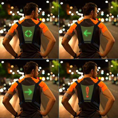 GloboStar® 79069 Γιλέκο Ασφαλείας Φωσφοριζέ Αντανακλαστικό για Ποδηλάτες & Runners με Φωτεινή Σήμανση LED - Ενσωματωμένη Μπαταρία 650mAh DC 5V Επαναφορτιζόμενο με Καλώδιο Τροφοδοσίας USB & Ασύρματο Χειριστήριο - Λαχανί Φωσφοριζέ & Μαύρο Αδιάβροχο IP65