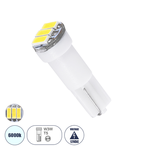 GLOBOSTAR® T5 81036 Λάμπα T5 LED 1W 100lm 120° DC 12V IP20 Ψυχρό Λευκό 6000K - 3 x Epistar SMD4014 Chip - Μ0.6 x Π0.6 x Υ1.8cm - 1 Χρόνο Εγγύηση