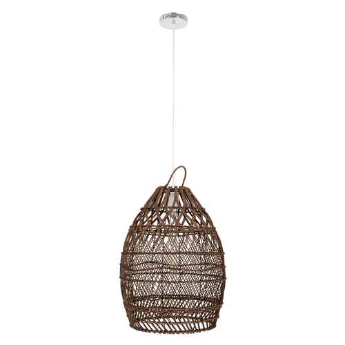 GLOBOSTAR® TAHITI 00711 Boho Κρεμαστό Φωτιστικό Οροφής με Ντουί 1 x E27 AC 220-240V IP20 - Καφέ - Μ38 x Π38 x Υ50cm