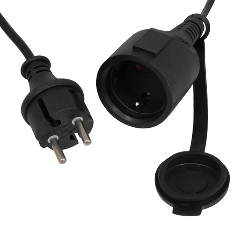 GLOBOSTAR® E27GARLAND 78984 Μοντέρνο Φωτιστικό Κήπου Γιρλάντα 15m με Ντουί 15 x E27 & Πρίζα Schuko Επεκτεινόμενη 90° AC 220-240V IP65 - Μαύρο - Μ1500 x Π92 x Υ16cm