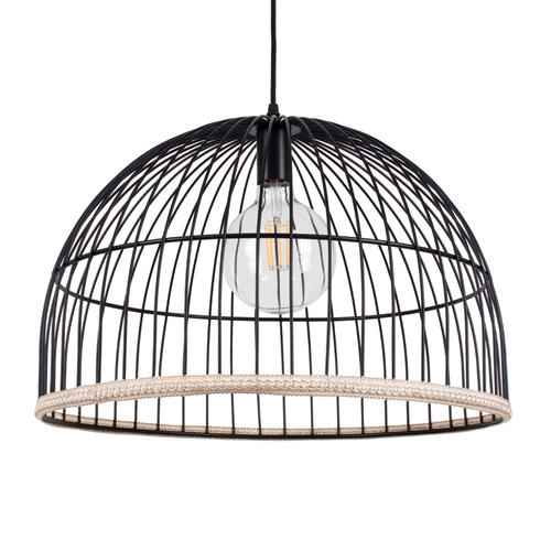 GLOBOSTAR® NEVIS 00681 Μοντέρνο Κρεμαστό Φωτιστικό Οροφής με Ντουί 1 x E27 AC 220-240V IP20 - Μαύρο & Μπεζ - Μ49 x Π49 x Υ34.5cm