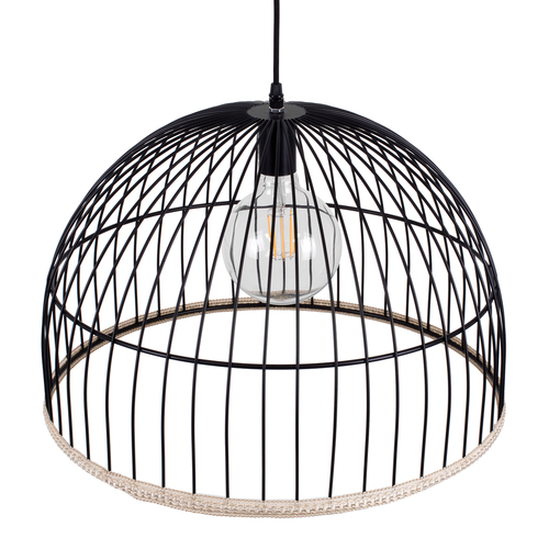 GLOBOSTAR® NEVIS 00681 Μοντέρνο Κρεμαστό Φωτιστικό Οροφής με Ντουί 1 x E27 AC 220-240V IP20 - Μαύρο & Μπεζ - Μ49 x Π49 x Υ34.5cm