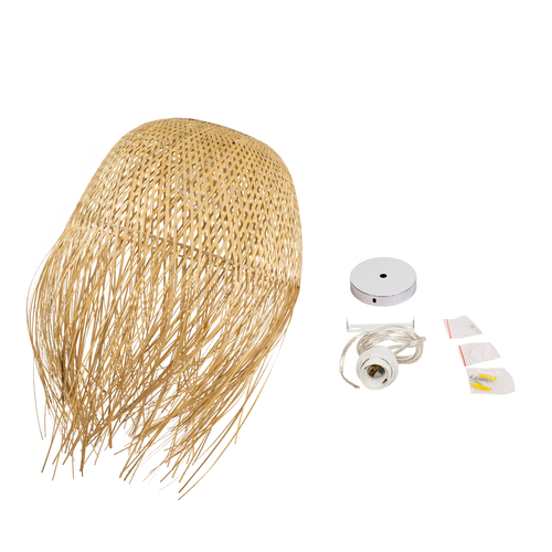 GLOBOSTAR® MANILA 00713 Boho Κρεμαστό Φωτιστικό Οροφής με Ντουί 1 x E27 AC 220-240V IP20 - Μπεζ - Μ50 x Π50 x Υ70cm