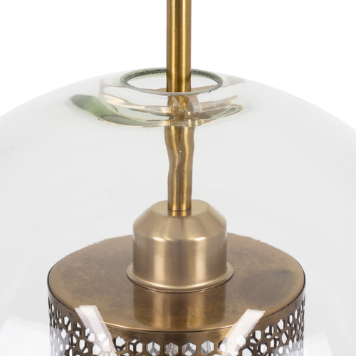 GLOBOSTAR® AVERY 00740 Μοντέρνο Κρεμαστό Φωτιστικό Οροφής με Ντουί 1 x E27 AC 220-240V IP20 - Διάφανο & Χρυσό - Μ30 x Π30 x Υ48cm