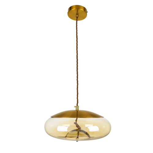 GLOBOSTAR® ΑΧΤΟΝ 00750 Μοντέρνο Κρεμαστό Φωτιστικό Οροφής LED 7W 500lm 180° AC 220-240V IP20 Θερμό Λευκό 2700K - Sanan SMD Chip - Μελί & Χρυσό - Μ30 x Π30 x Υ15cm - 2 Χρόνια Εγγύηση