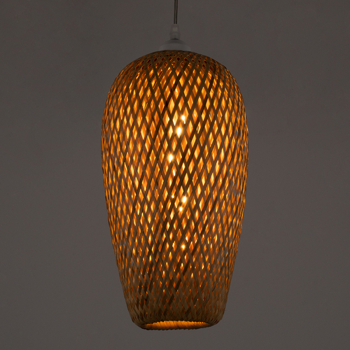 GLOBOSTAR® SAN TROPEZ 00764 Boho Κρεμαστό Φωτιστικό Οροφής με Ντουί 1 x E27 AC 220-240V IP20 - Μπεζ - Μ19 x Π19 x Υ42cm