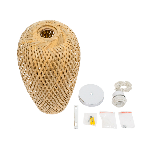 GLOBOSTAR® SAN TROPEZ 00764 Boho Κρεμαστό Φωτιστικό Οροφής με Ντουί 1 x E27 AC 220-240V IP20 - Μπεζ - Μ19 x Π19 x Υ42cm