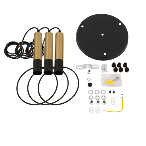 GLOBOSTAR® OLVERO 00773 Μοντέρνο Κρεμαστό Φωτιστικό Οροφής με Ντουί 3 x E27 AC 220-240V IP20 - Μαύρο & Χρυσό - Μ30 x Π30 x Y130cm