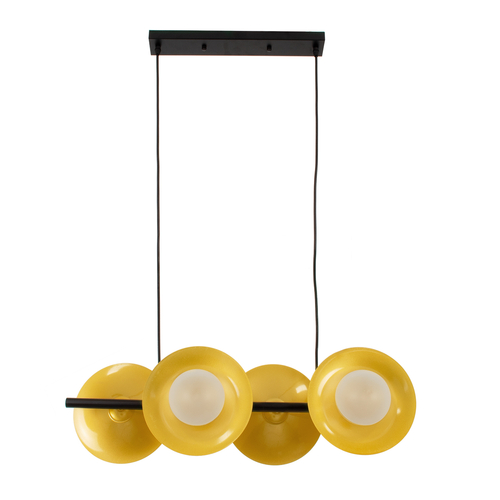 GLOBOSTAR® JOLIET 00782 Μοντέρνο Κρεμαστό Φωτιστικό Οροφής με Ντουί 4 x G9 AC 220-240V IP20 - Μαύρο & Χρυσό - Μ65 x Π28 x Υ20cm