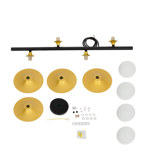 GLOBOSTAR® JOLIET 00782 Μοντέρνο Κρεμαστό Φωτιστικό Οροφής με Ντουί 4 x G9 AC 220-240V IP20 - Μαύρο & Χρυσό - Μ65 x Π28 x Υ20cm