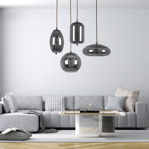 GLOBOSTAR® AXTON 00751 Μοντέρνο Κρεμαστό Φωτιστικό Οροφής LED 5W 500lm 180° AC 220-240V IP20 Θερμό Λευκό 2700K - Sanan SMD Chip - Μαύρο & Μαύρο Φιμέ - Μ30 x Π30 x Υ15cm - 2 Xρόνια Εγγύηση