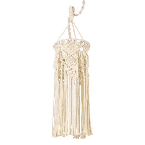 GLOBOSTAR® BAHRI 36211 Boho Κρεμαστό Φωτιστικό Οροφής με Ντουί 1 x E27 AC 220-240V IP20 - Μπεζ - Μ20 x Π20 x Υ65cm