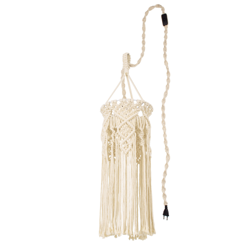 GLOBOSTAR® BAHRI 36211 Boho Κρεμαστό Φωτιστικό Οροφής με Ντουί 1 x E27 AC 220-240V IP20 - Μπεζ - Μ20 x Π20 x Υ65cm