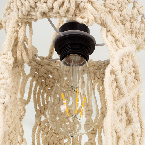 GLOBOSTAR® BAHRI 36211 Boho Κρεμαστό Φωτιστικό Οροφής με Ντουί 1 x E27 AC 220-240V IP20 - Μπεζ - Μ20 x Π20 x Υ65cm