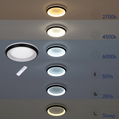 GLOBOSTAR® MELINA 61042 Μοντέρνο Φωτιστικό Οροφής LED 55W 6376lm 120° AC 220-240V IP20 Ρυθμιζόμενο Λευκό CCT με Χειριστήριο από 2700K έως 6000K Dimmable - Lumileds SMD Chip - Γκρι - Μ48 x Π48 x Υ9cm - 3 Χρόνια Εγγύηση