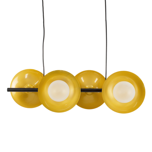 GLOBOSTAR® JOLIET 00782 Μοντέρνο Κρεμαστό Φωτιστικό Οροφής με Ντουί 4 x G9 AC 220-240V IP20 - Μαύρο & Χρυσό - Μ65 x Π28 x Υ20cm