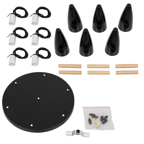 GLOBOSTAR® DILLON 00628 Μοντέρνο Κρεμαστό Φωτιστικό Οροφής με Ντουί 6 x E27 AC 220-240V IP20 - Μαύρο & Μπεζ - Μ52 x Π52 x Y130cm