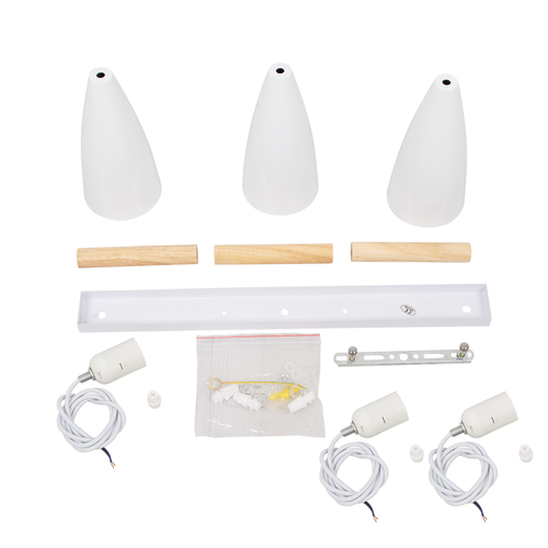 GLOBOSTAR® DILLON 00631 Μοντέρνο Κρεμαστό Φωτιστικό Οροφής με Ντουί 3 x E27 AC 220-240V IP20 - Λευκό & Μπεζ - Μ54 x Π14 x Υ130cm