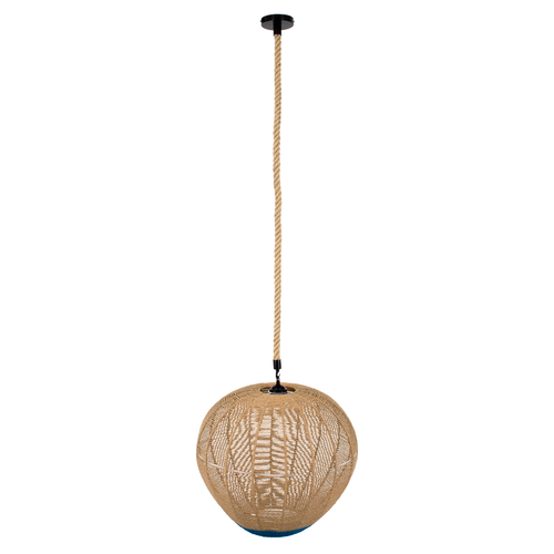 GLOBOSTAR® SIMON 00727 Boho Κρεμαστό Φωτιστικό Οροφής με Ντουί 1 x E27 AC 220-240V IP20 - Μπεζ & Μπλε - Μ50 x Π50 x Y47cm