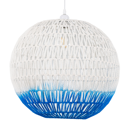 GLOBOSTAR® SANTOR 00729 Boho Κρεμαστό Φωτιστικό Οροφής με Ντουί 1 x E27 AC 220-240V IP20 - Λευκό & Μπλε - Μ50 x Π50 x Y50cm