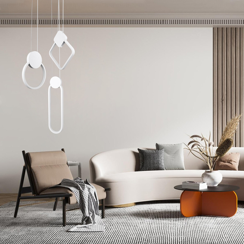 GLOBOSTAR® ILDI 61089 Μοντέρνο Κρεμαστό Φωτιστικό Οροφής LED 12W 1440lm 300° AC 220-240V IP20 Ρυθμιζόμενο Λευκό CCT με On/Off 2700K/4500K/6000K - Lumileds SMD Chip - Λευκό Ματ - Μ10 x Π2.3 x Υ38cm - 3 Χρόνια Εγγύηση