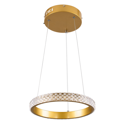 GLOBOSTAR® DIAMOND 61127 Μοντέρνο Κρεμαστό Φωτιστικό Οροφής LED 20W 2356lm 360° AC 220-240V IP20 Ρυθμιζόμενο Λευκό CCT με Χειριστήριο από 2700K έως 6000K Dimmable - Lumileds SMD Chip - Χρυσό Βούρτσας - Μ25 x Π25 x Υ3cm - 3 Χρόνια Εγγύηση