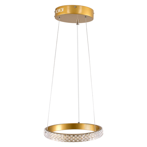 GLOBOSTAR® DIAMOND 61127 Μοντέρνο Κρεμαστό Φωτιστικό Οροφής LED 20W 2356lm 360° AC 220-240V IP20 Ρυθμιζόμενο Λευκό CCT με Χειριστήριο από 2700K έως 6000K Dimmable - Lumileds SMD Chip - Χρυσό Βούρτσας - Μ25 x Π25 x Υ3cm - 3 Χρόνια Εγγύηση