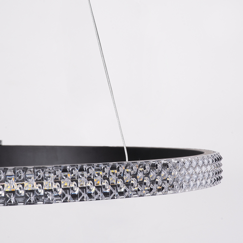 GLOBOSTAR® DIAMOND 61130 Μοντέρνο Κρεμαστό Φωτιστικό Οροφής LED 45W 5230lm 360° AC 220-240V IP20 Ρυθμιζόμενο Λευκό CCT με Χειριστήριο από 2700K έως 6000K Dimmable - Lumileds SMD Chip - Μαυρό Ματ - Μ60 x Π60 x Υ3cm - 3 Χρόνια Εγγύηση