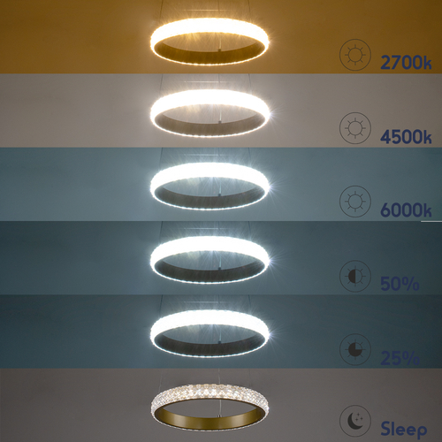 GLOBOSTAR® DIAMOND 61131 Μοντέρνο Κρεμαστό Φωτιστικό Οροφής LED 45W 5230lm 360° AC 220-240V IP20 Ρυθμιζόμενο Λευκό CCT με Χειριστήριο από 2700K έως 6000K Dimmable - Lumileds SMD Chip - Χρυσό Βούρτσας - Μ60 x Π60 x Υ3cm - 3 Χρόνια Εγγύηση